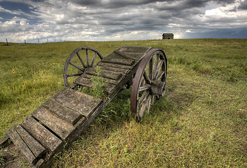 Image showing Old Prairie Wheel Cart Saskatchewan