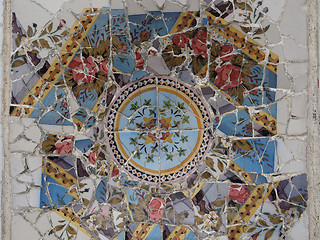 Image showing Gaudi Mosaic Tiles - Barcelona, Spain