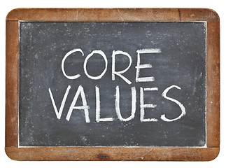 Image showing core values on blackboard