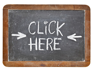 Image showing click here blackboard sign