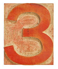 Image showing number three printing block