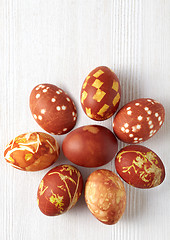 Image showing easter eggs colored with onion skin