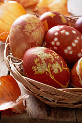 Image showing easter eggs colored with onion skin