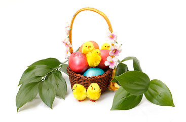 Image showing Basket with Easter Eggs