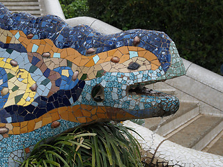 Image showing Lizard Fountain, park Guell, Barcelona, Spain