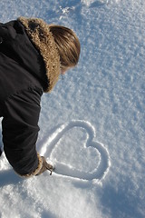 Image showing Heart in snow