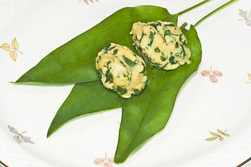 Image showing gnocci with wild garlic