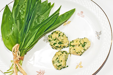 Image showing gnocci with wild garlic