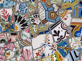 Image showing Gaudi Mosaic Tiles - Barcelona, Spain
