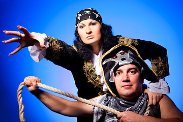 Image showing two pirates on blue