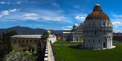 Image showing Panoramic view of Piazza dei Miracoli Pisa