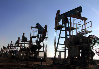 Image showing many working oil pumps silhouette