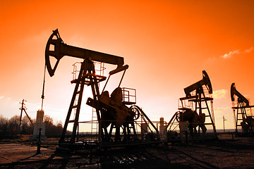 Image showing working oil pumps silhouette