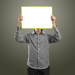 Image showing male with write board in his hands