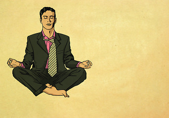 Image showing businessman in lotus pose meditating