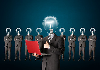 Image showing businessman with lamp-head have got an idea