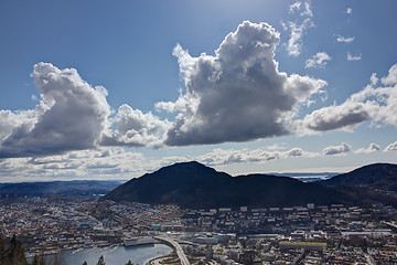 Image showing Bergen with a big sky over