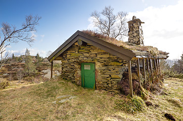 Image showing Stone cottage up in a mountain