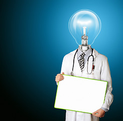 Image showing doctor with empty board and lamp-head