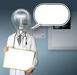 Image showing doctor with empty board with thought bubble