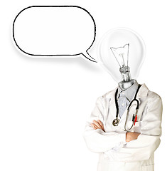 Image showing doctor with lamp-head and comics bubble