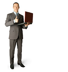 Image showing Full length portrait of businessman with laptop