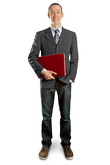 Image showing male in suit with laptop in his hands