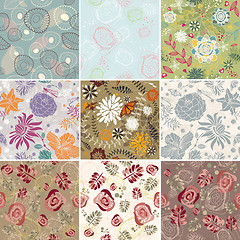 Image showing set of seamless floral background