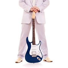 Image showing man standing with electro guitar