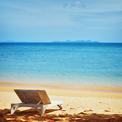 Image showing Chaise lounge on a beach