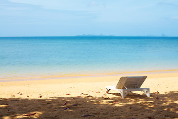 Image showing Chaise lounge on a beach