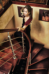 Image showing Beautiful Lady on Stairway