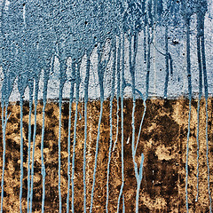 Image showing concrete wall with drips of blue paint