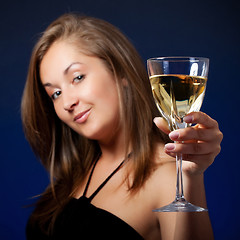 Image showing beautiful girl with glass of wine