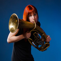 Image showing Woman With Trumpet