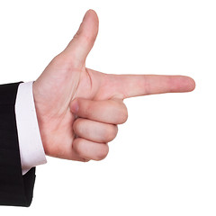 Image showing businessman finger show course