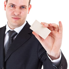 Image showing businessman show blank card