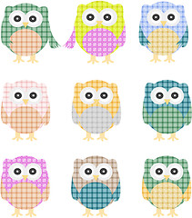 Image showing Vector of colorful owls isolated on white