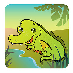 Image showing Friendly crocodile on the bank