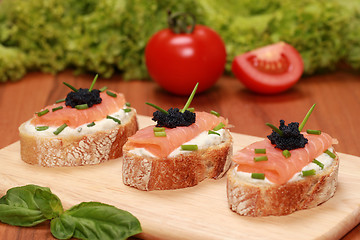 Image showing Fingerfood with smoked salmon