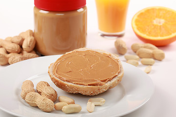 Image showing Bun with peanut butter