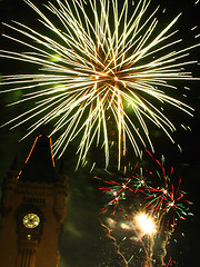 Image showing Sparkling fireworks in the sky over the Palace