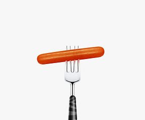 Image showing Hotdog on fork