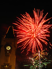 Image showing Sparkling fireworks in the sky over the Palace
