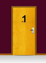 Image showing wooden door with number one