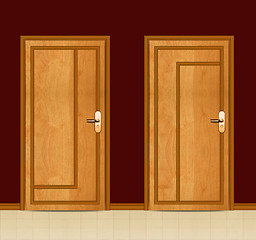 Image showing apartment wooden door