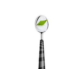 Image showing green leaf and spoon 