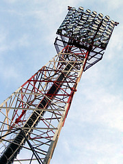 Image showing Floodlight on a soccer stadium