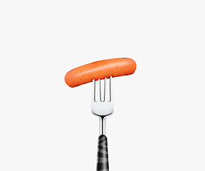 Image showing Hotdog on fork