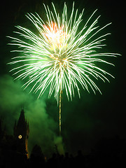 Image showing Sparkling fireworks in the sky over the Palace.